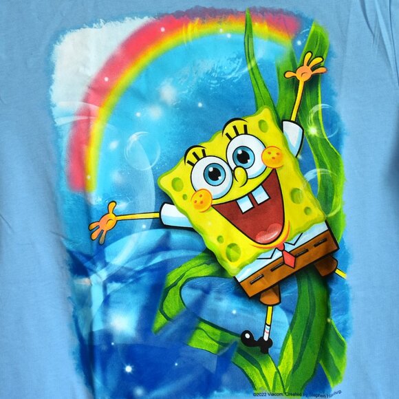 Unisex Old Navy Rainbow SpongeBob SquarePants Graphic T-Shirt SMALL Blue NEW - Picture 4 of 8